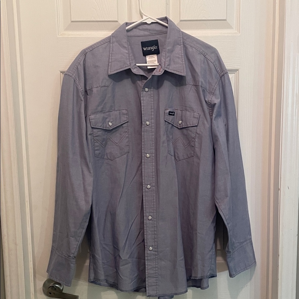 Wrangler Classic Blue Denim Shirt 2xl pear snap long sleeve